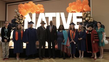 A group of Native UIUC graduates at the NAH congratulatory.